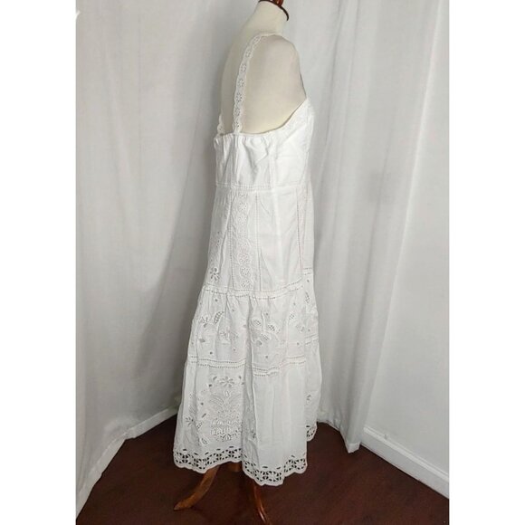FARM Rio Midi Dress XL White Richelieu Broderie Anglaise Sundress Bustier Corset - Picture 8 of 16